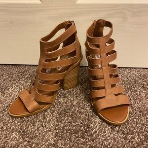 Steve Madden Tan Carolle Strappy Leather Heels